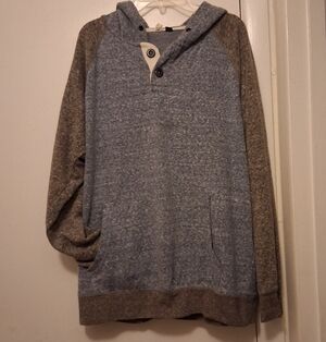 Univibe Blue and Cream Buttoned Hoodie